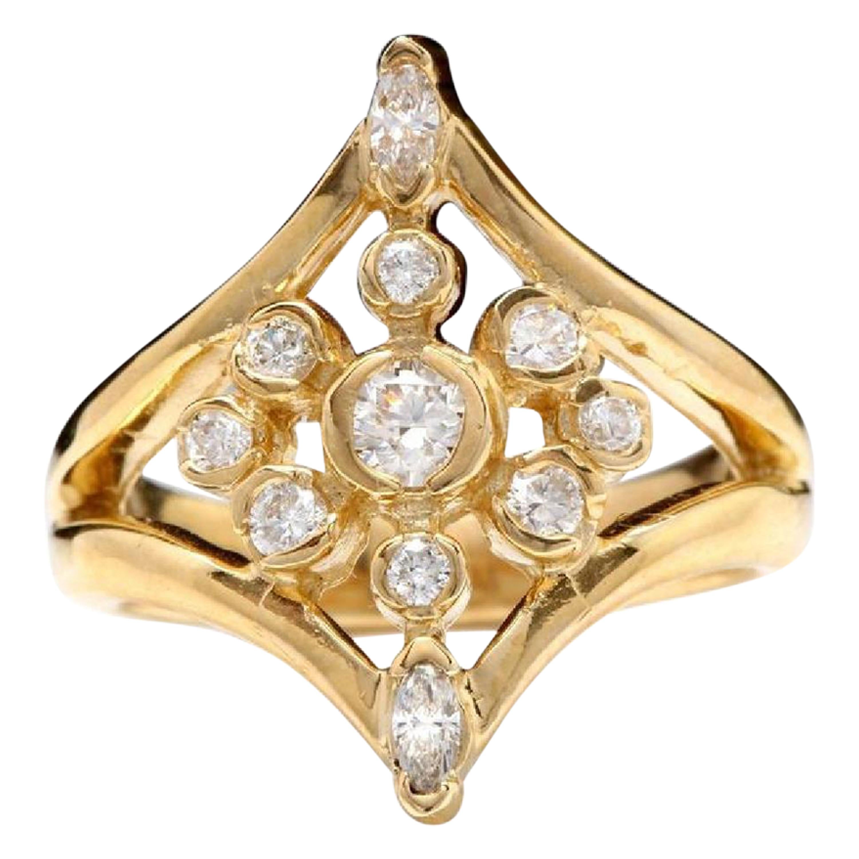 Splendid 1.00 Carat Natural Diamond 14 Karat Solid Yellow Gold Ring For Sale