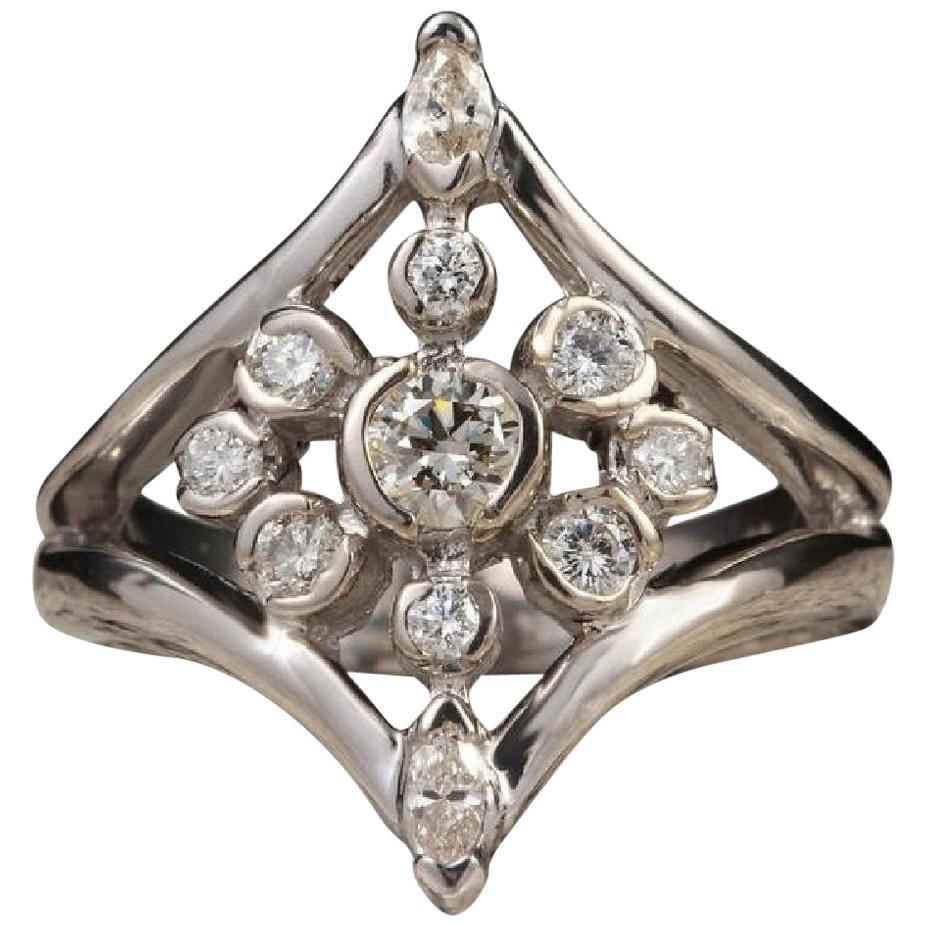 Splendid 1.00 Carat Natural VS1 Diamond 14 Karat Solid White Gold Ring For Sale