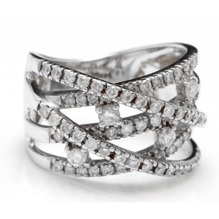 Prächtiger Ring mit 1,00 Karat natürlichem Diamant aus 14 Karat massivem Weißgold (Rosenschliff) im Angebot