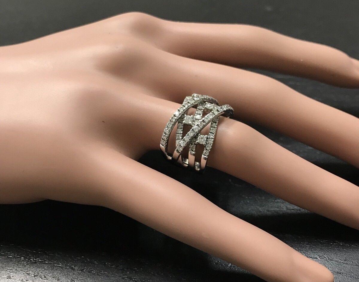 Prächtiger Ring mit 1,00 Karat natürlichem Diamant aus 14 Karat massivem Weißgold Damen im Angebot