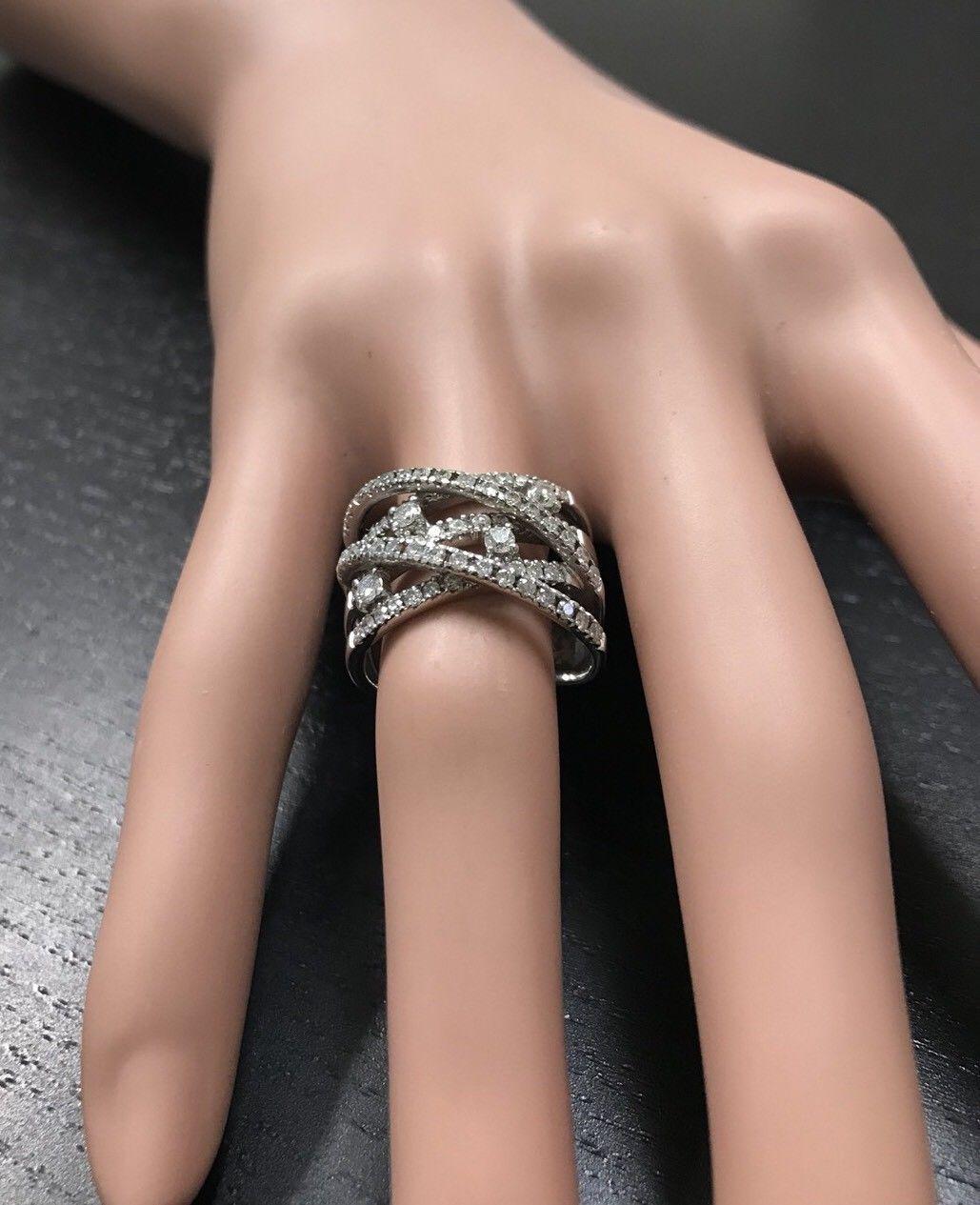 Prächtiger Ring mit 1,00 Karat natürlichem Diamant aus 14 Karat massivem Weißgold im Angebot 2