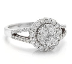 Splendid 1.10 Carat Natural Diamond 18 Karat Solid White Gold Ring