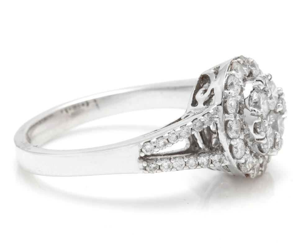 Rose Cut Splendid 1.10 Carat Natural Diamond 18 Karat Solid White Gold Ring For Sale