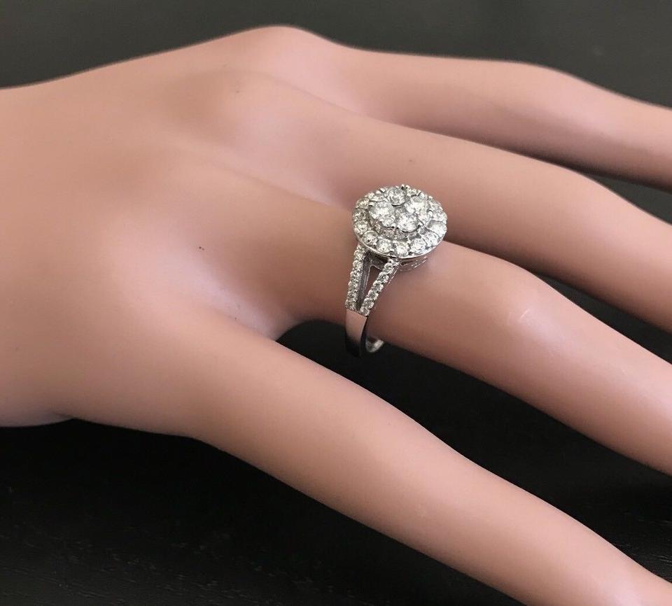 Splendid 1.10 Carat Natural Diamond 18 Karat Solid White Gold Ring For Sale 1