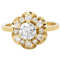 Splendide bague en or jaune massif 14 carats avec diamants naturels de 1,15 carat