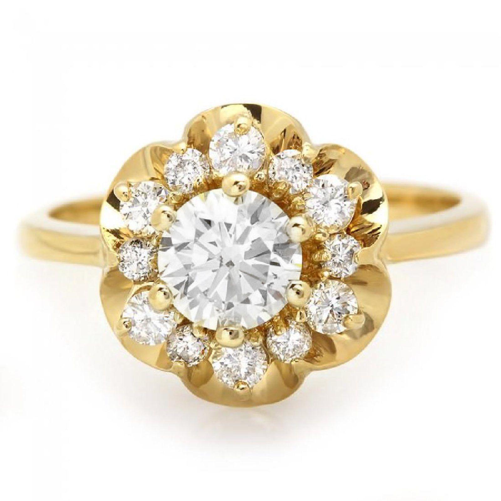 Splendid 1.15 Carat Natural Diamond 14 Karat Solid Yellow Gold Ring In New Condition For Sale In Los Angeles, CA