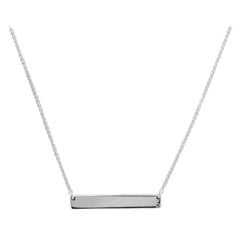 Splendid 14 Karat Solid White Gold Bar Necklace with Diamond Accent