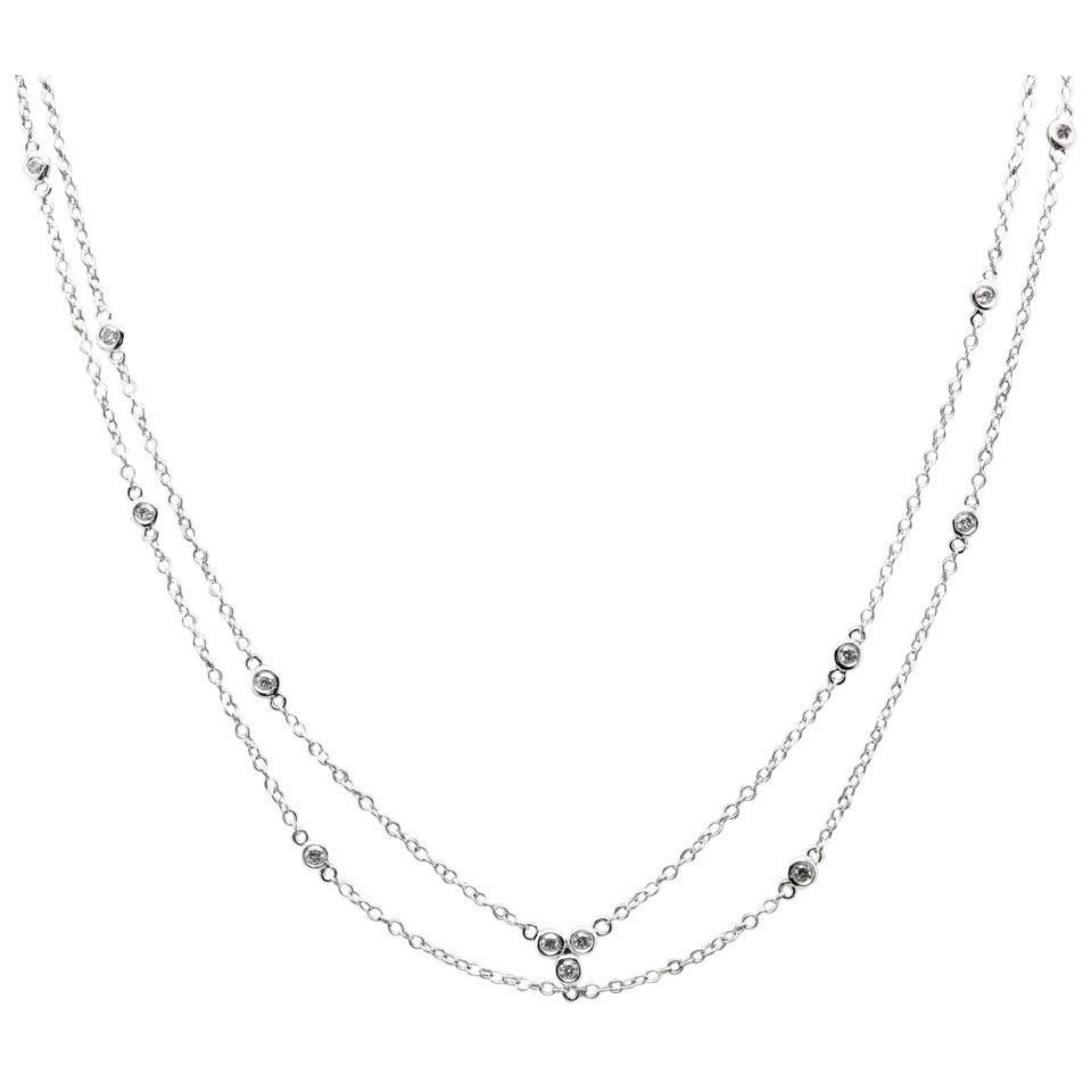 Round Cut Splendid 14 Karat Solid White Gold Chain Necklace For Sale