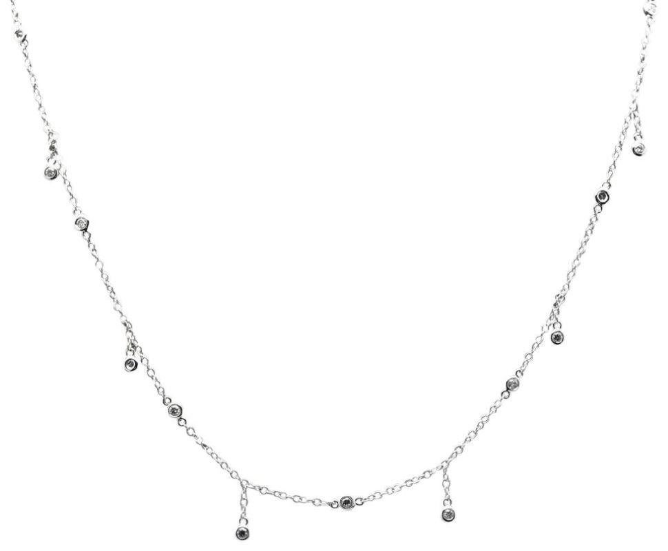 Round Cut Splendid 14k Solid White Gold Chain Necklace For Sale