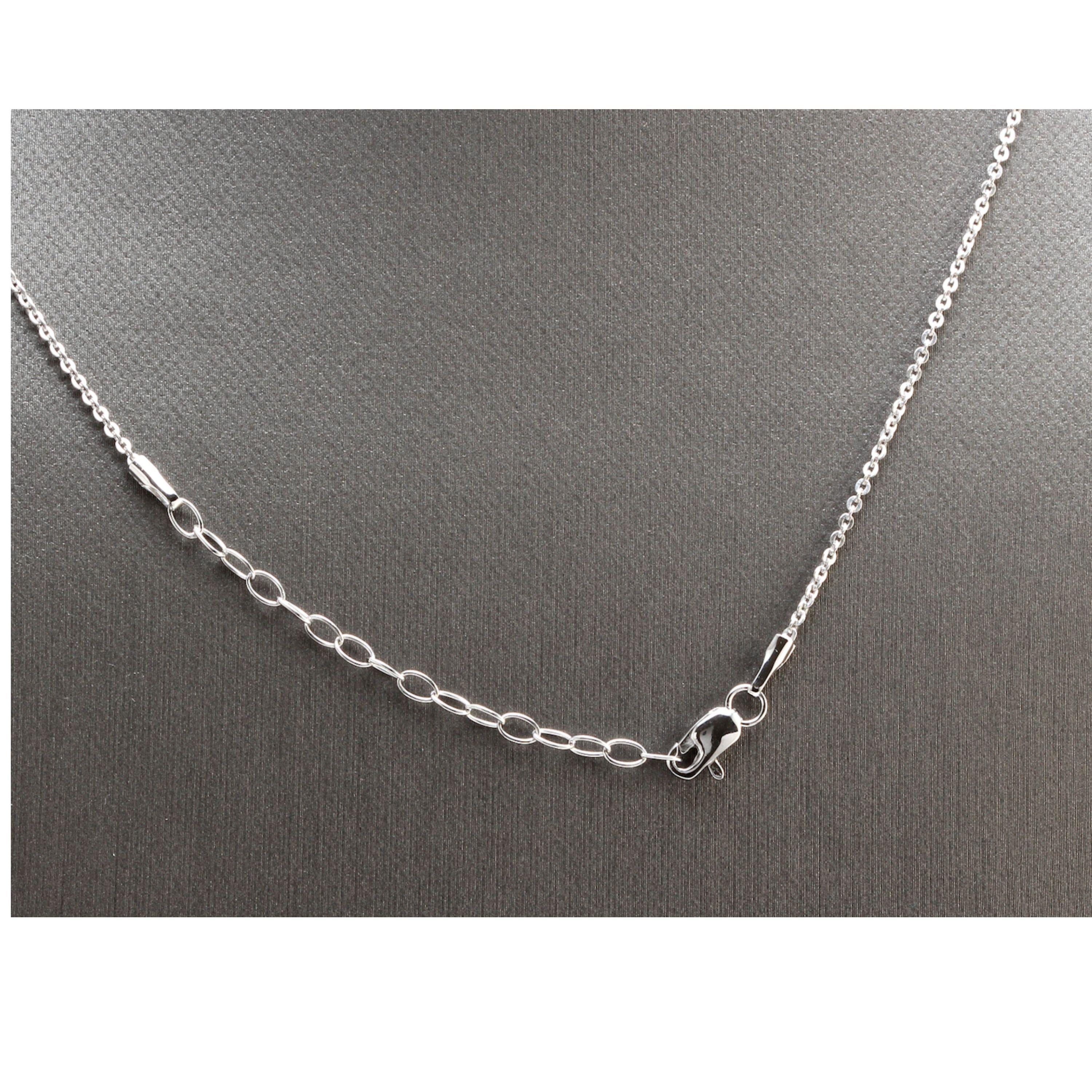 14k Solid White Gold Infinity Necklace with Natural Diamond Accent and Sapphires In New Condition For Sale In Los Angeles, CA