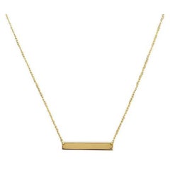 Splendid 14 Karat Solid Yellow Gold Bar Necklace with Diamond Accent