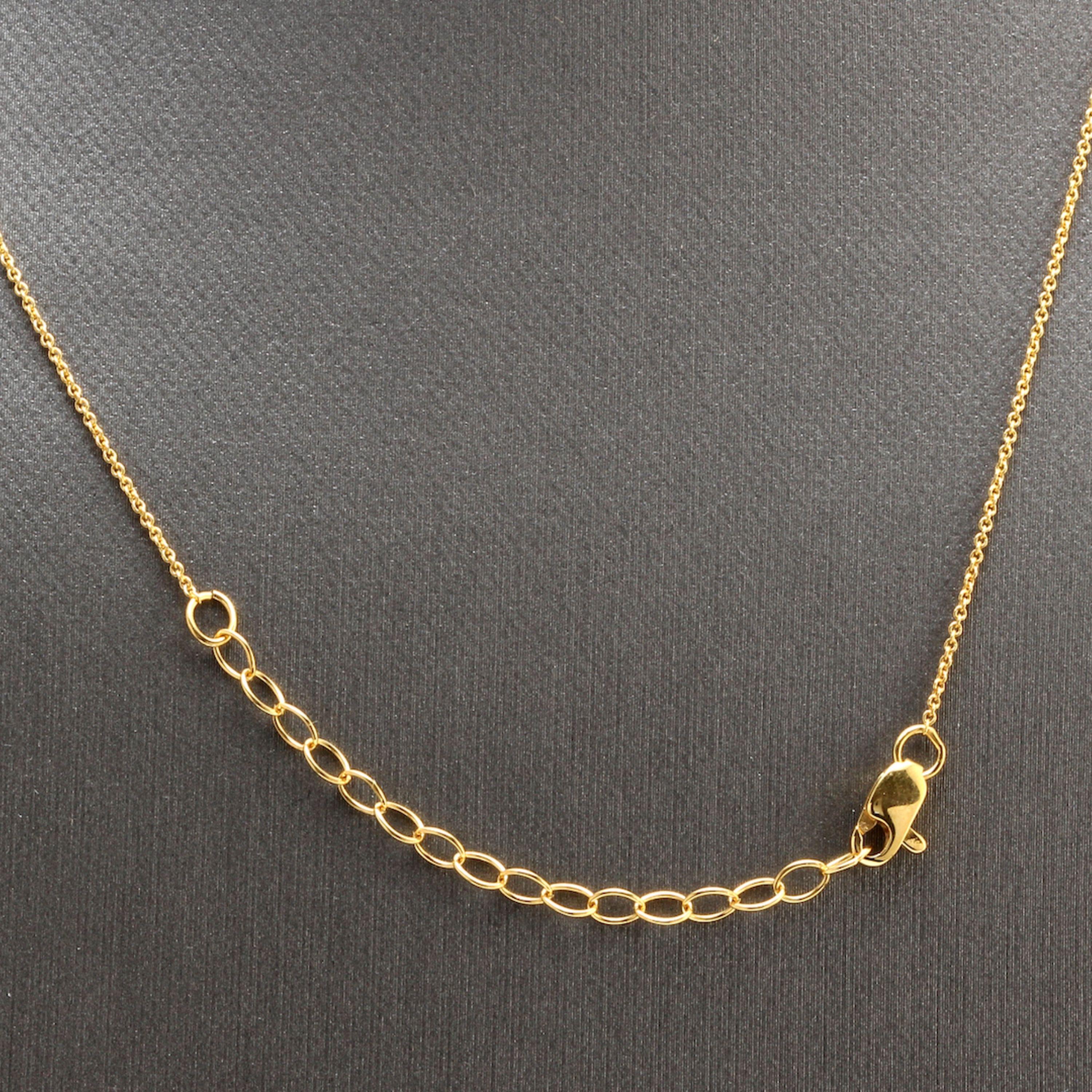 Splendid 14 Karat Solid Yellow Gold Bar Necklace with Diamond Accent In New Condition For Sale In Los Angeles, CA