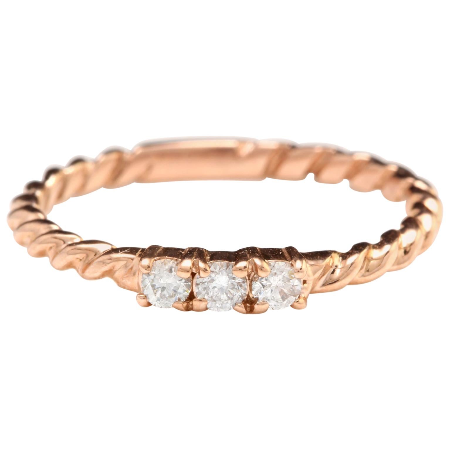 Splendid .15 Carat Natural Diamond 14 Karat Solid Rose Gold Ring For Sale