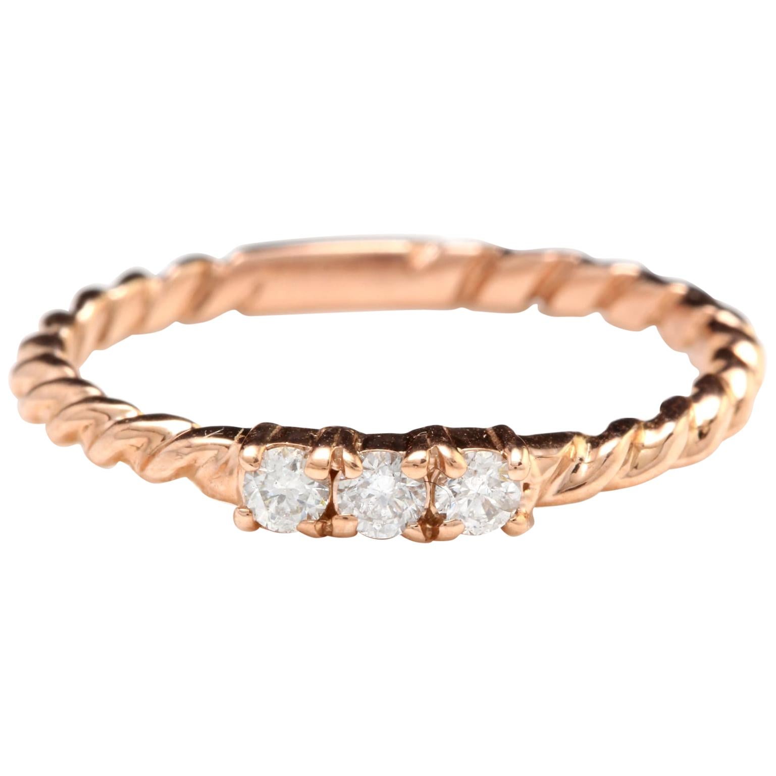 Splendid .15 Carat Natural Diamond 14 Karat Solid Rose Gold Ring