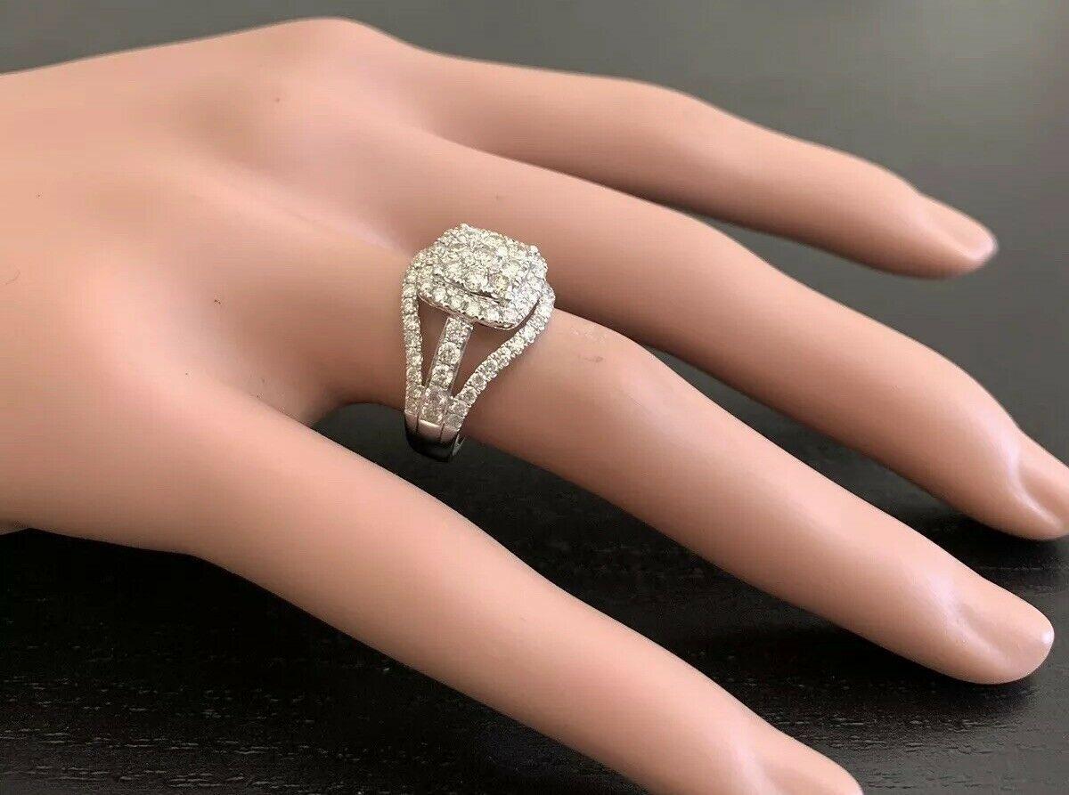 Prächtiger 1,50 Karat natürlicher Diamant-Ring aus 14 Karat massivem Weißgold im Angebot 1