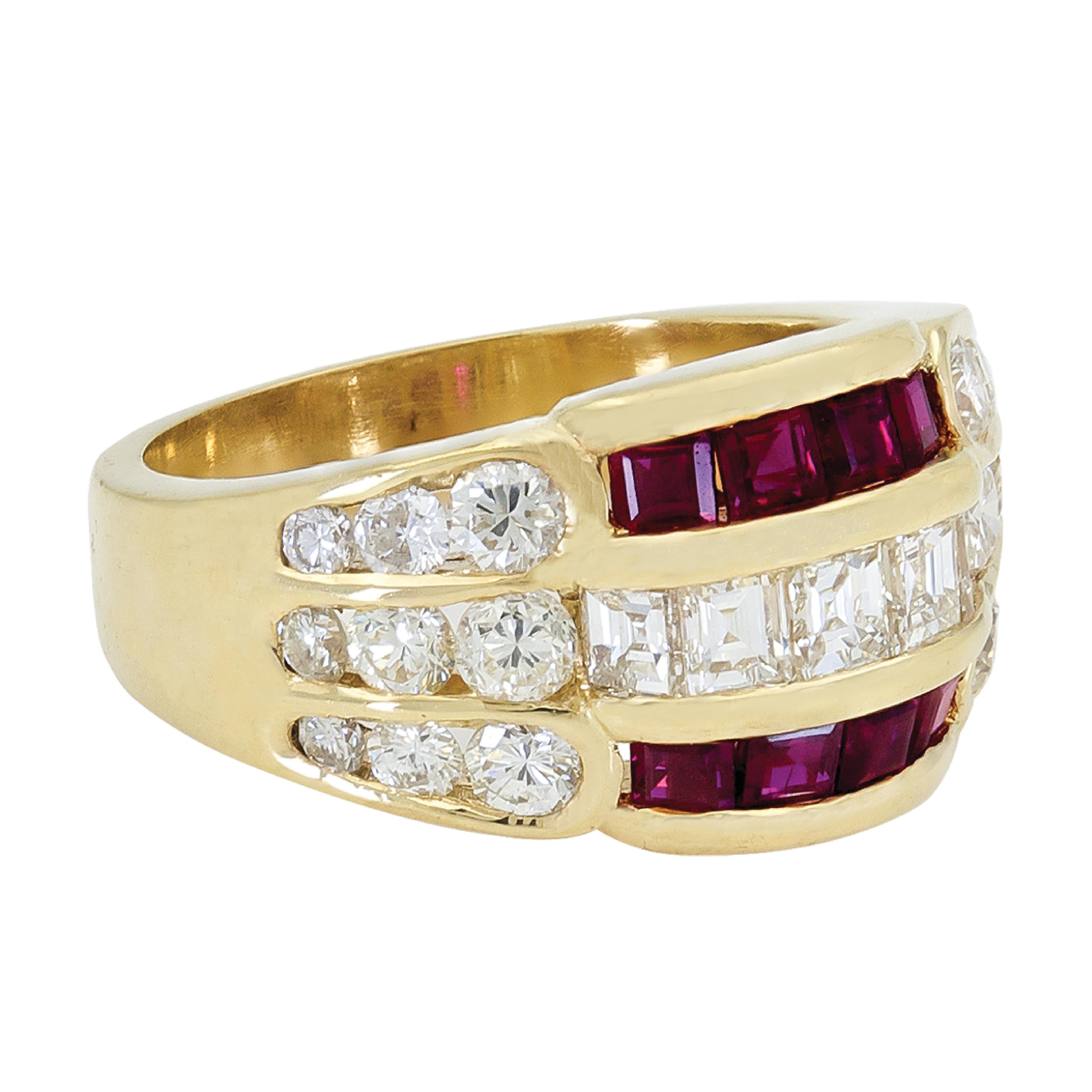 18 karat yellow gold 0.68 carats weight of rubies with total diamonds weigh 1.18 carats dome ring

Sophia D by Joseph Dardashti LTD has been known worldwide for 35 years and are inspired by classic Art Deco design that merges with modern