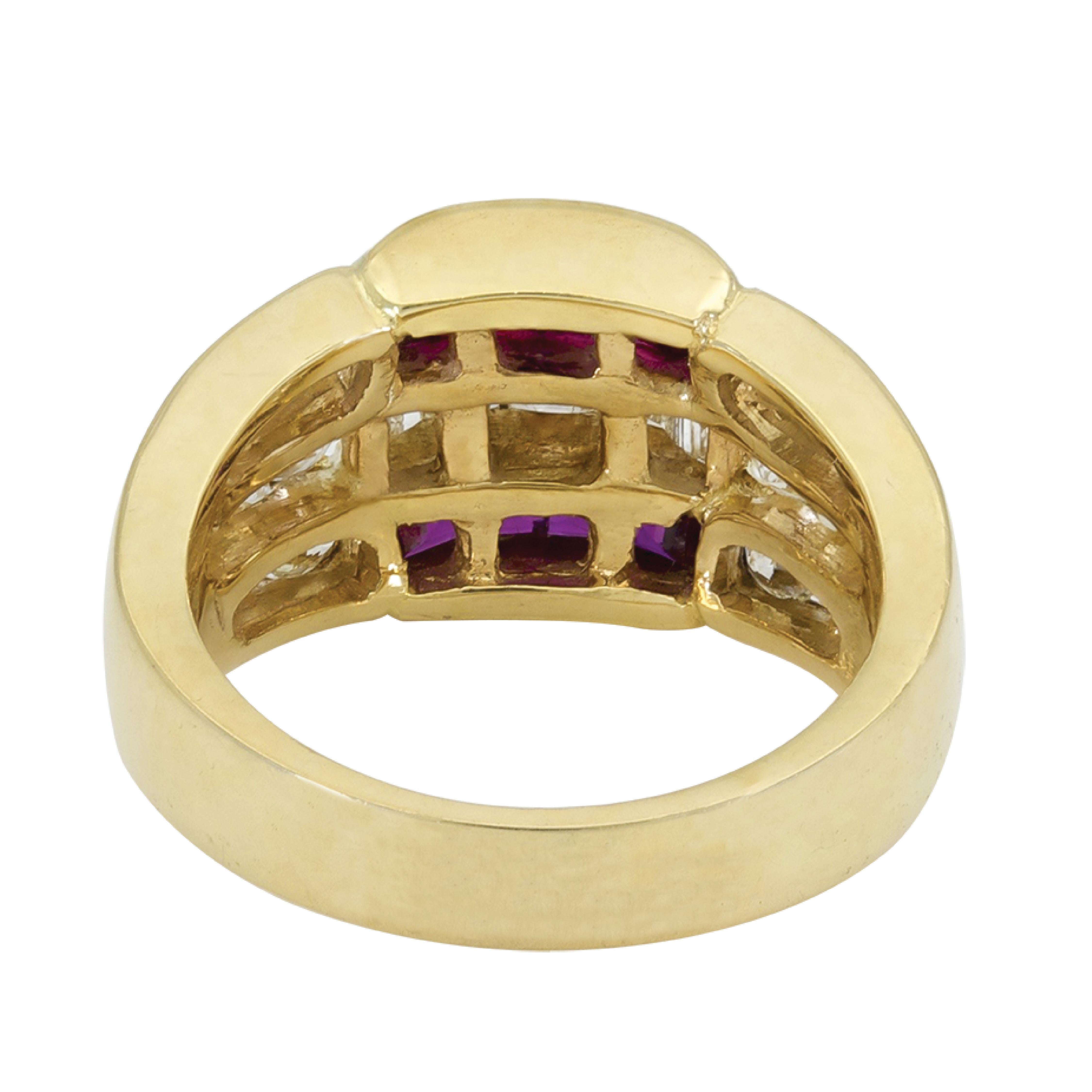 Art Deco Sophia D, Yellow Gold Diamond and Ruby ring For Sale