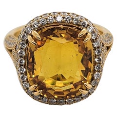 Sophia D. Yellow Sapphire and Diamonds Cocktail Ring in Yellow Gold