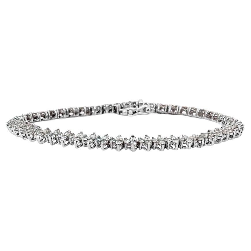 Magnifique bracelet tennis en or blanc 18 carats avec diamants naturels de 2,30 carats certifiés IGI