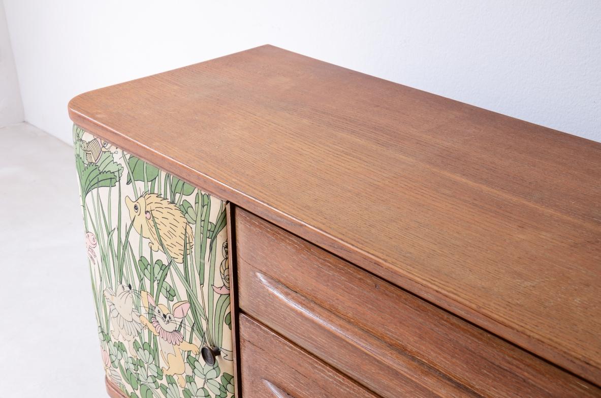 Splendid 1930's oak cabinet with four drawers by Guglielmo Pecorini In condizioni ottime in vendita a Milano, IT