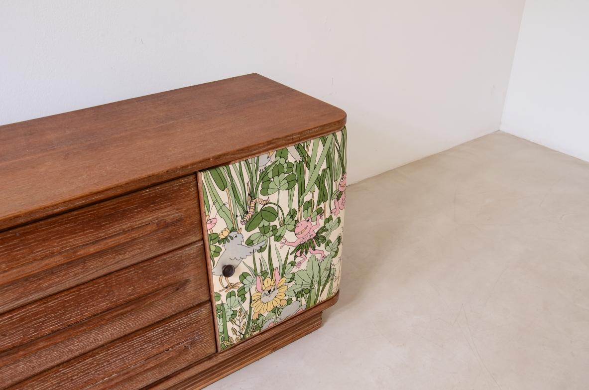 XX secolo Splendid 1930's oak cabinet with four drawers by Guglielmo Pecorini in vendita