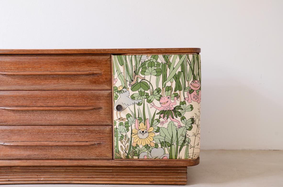 Quercia Splendid 1930's oak cabinet with four drawers by Guglielmo Pecorini in vendita