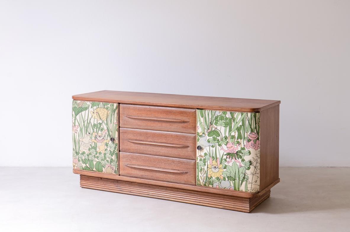 Splendid 1930's oak cabinet with four drawers by Guglielmo Pecorini in vendita 1