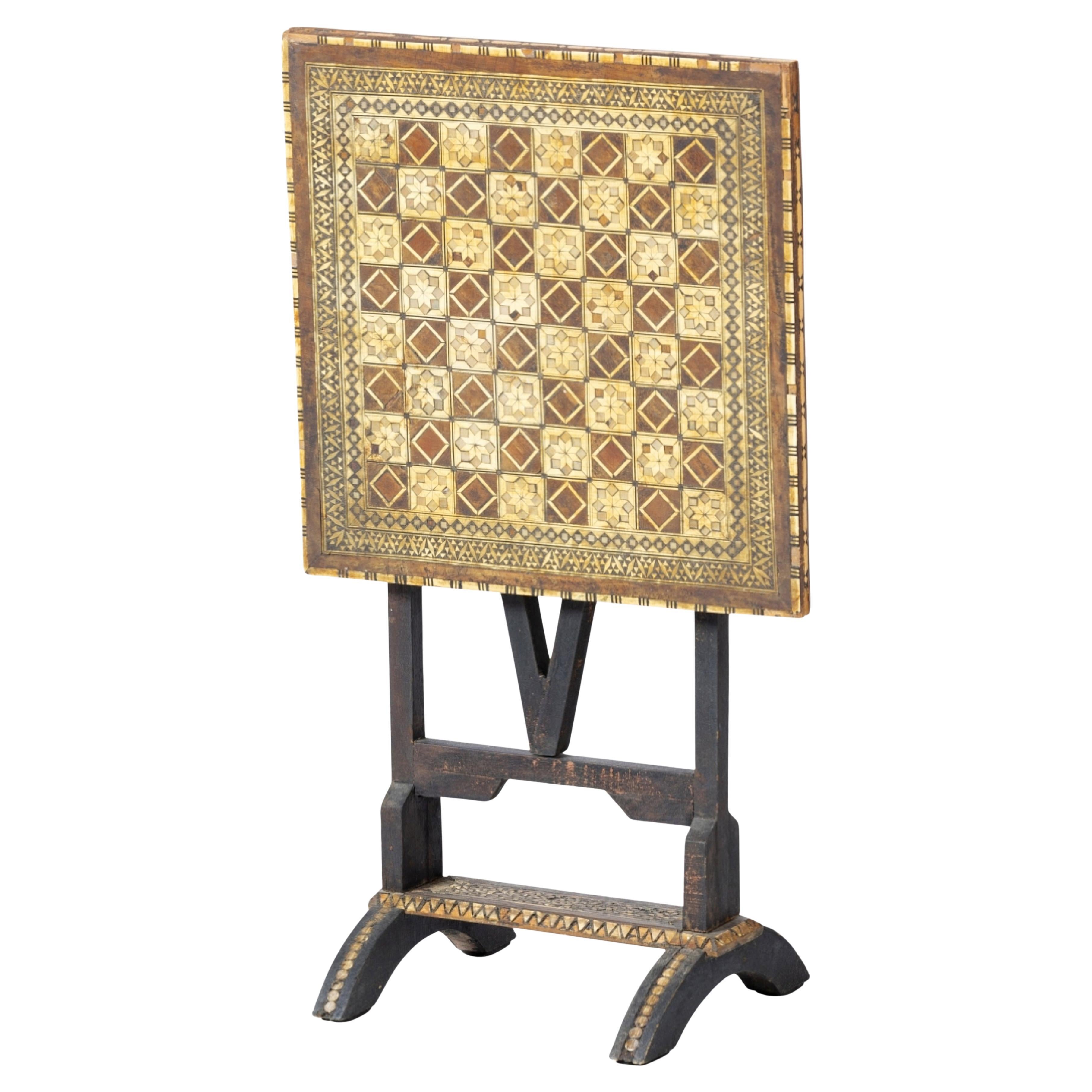 Splendid 19th Century Anglo-Indian CHESS BOARD TABLE