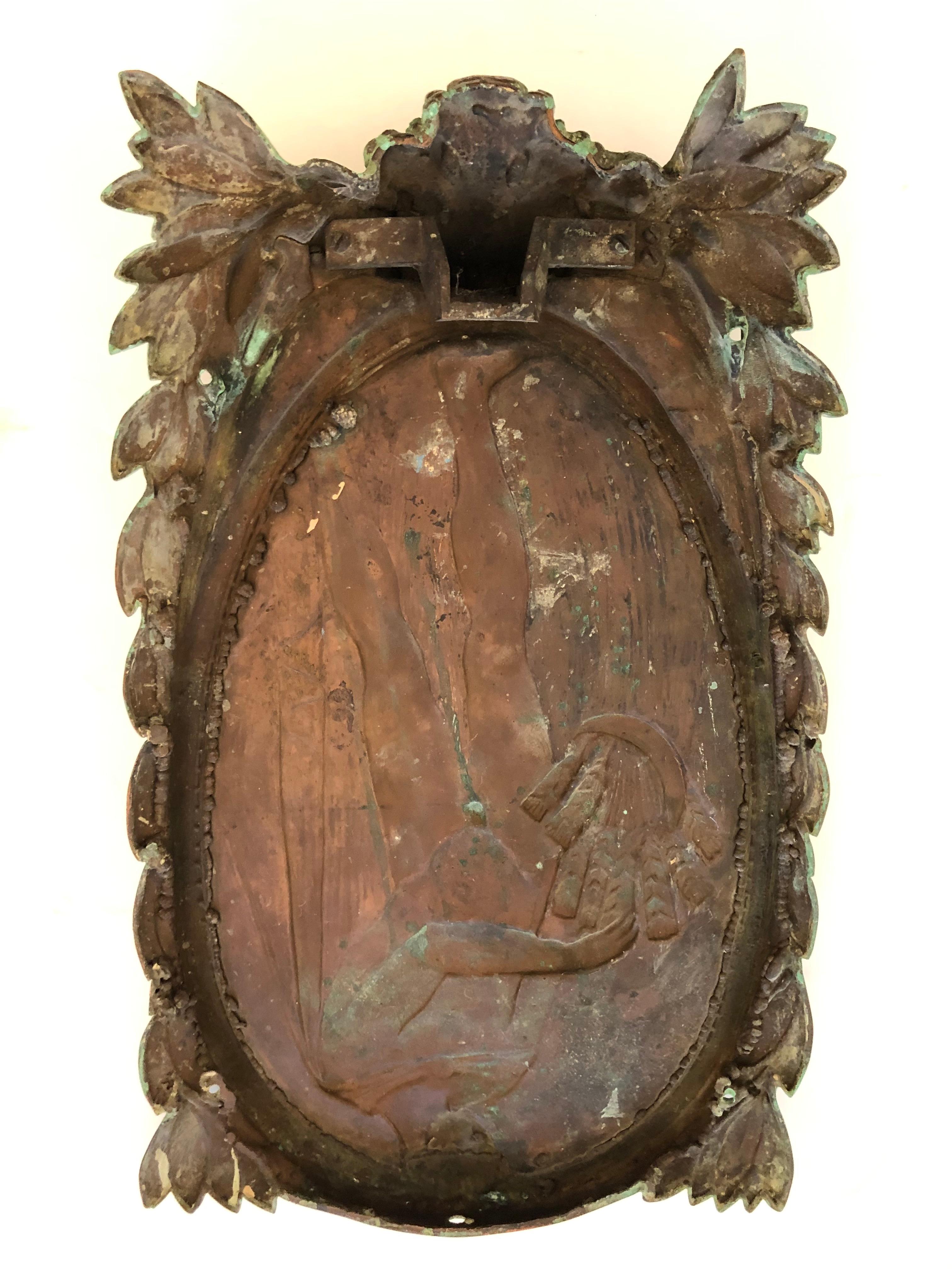 Splendid 19th Century Bronze Turquoise Patina Plaque in Relief of Male Nude 7