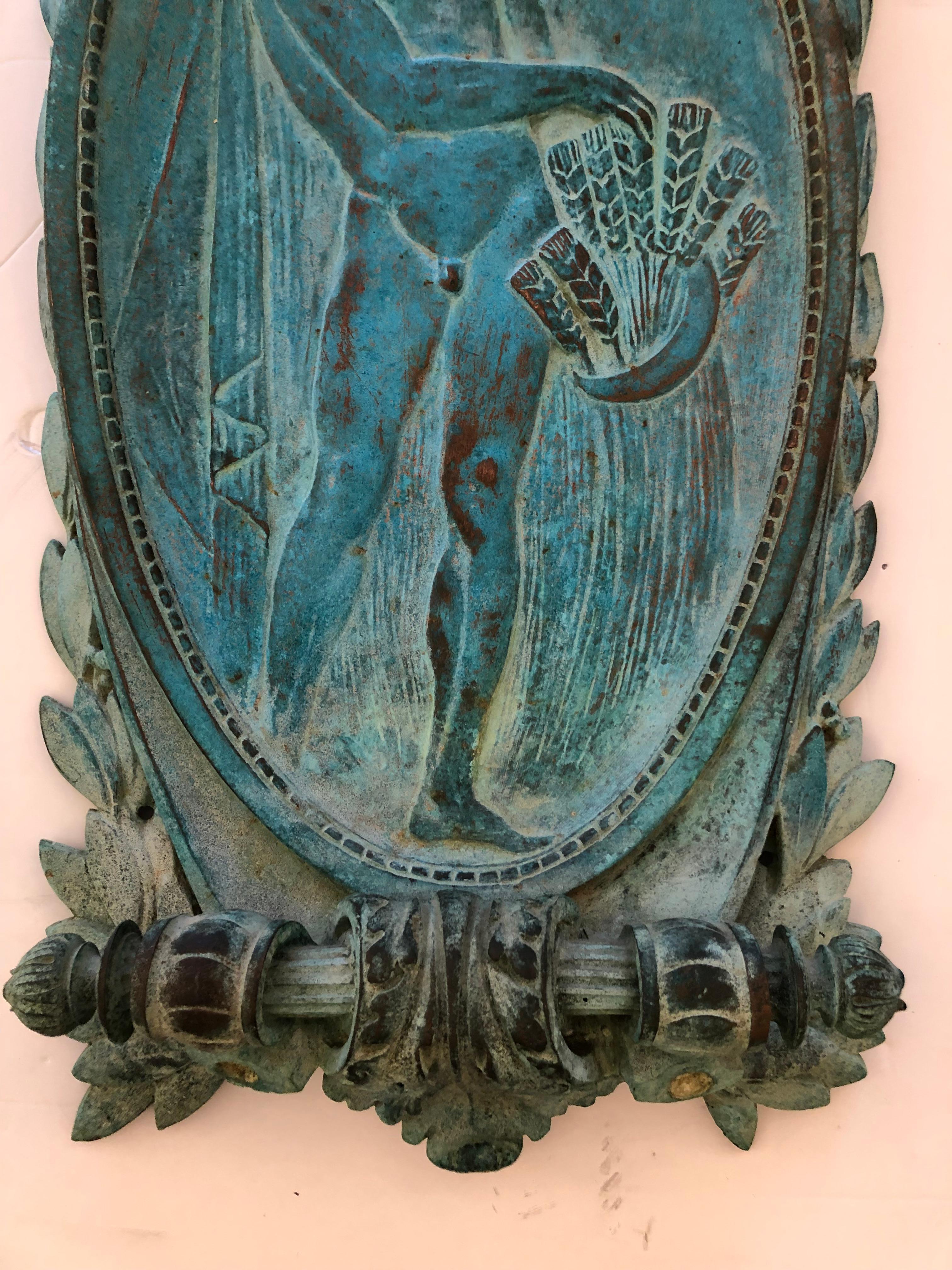 Splendid 19th Century Bronze Turquoise Patina Plaque in Relief of Male Nude 3