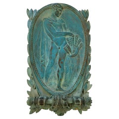 Splendid 19th Century Bronze Turquoise Patina Plaque in Relief of Male Nude