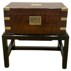 Splendid 19th Century English Mahogany & Leather Lap Desk Box on Stand