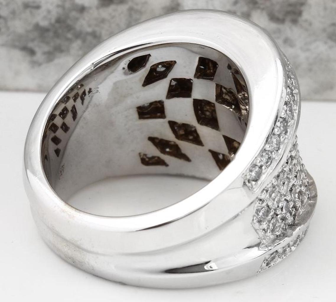 Rose Cut Splendid 3.15 Carat Natural VS Diamond 14 Karat Solid White Gold Ring For Sale