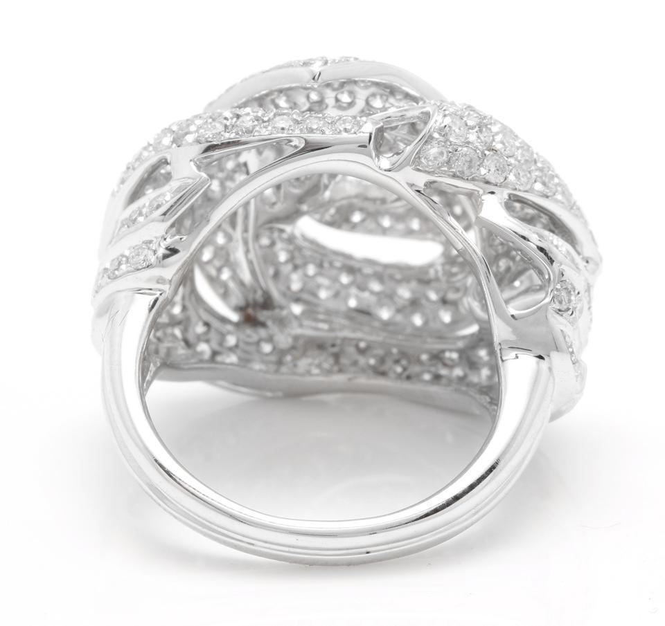 Rose Cut Splendid 3.30 Carat Natural Diamond 14 Karat Solid White Gold Ring For Sale