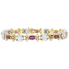 Splendid 3.45 Carat Ruby, Diamond and 14 Karat Two-Tone Gold Bracelet