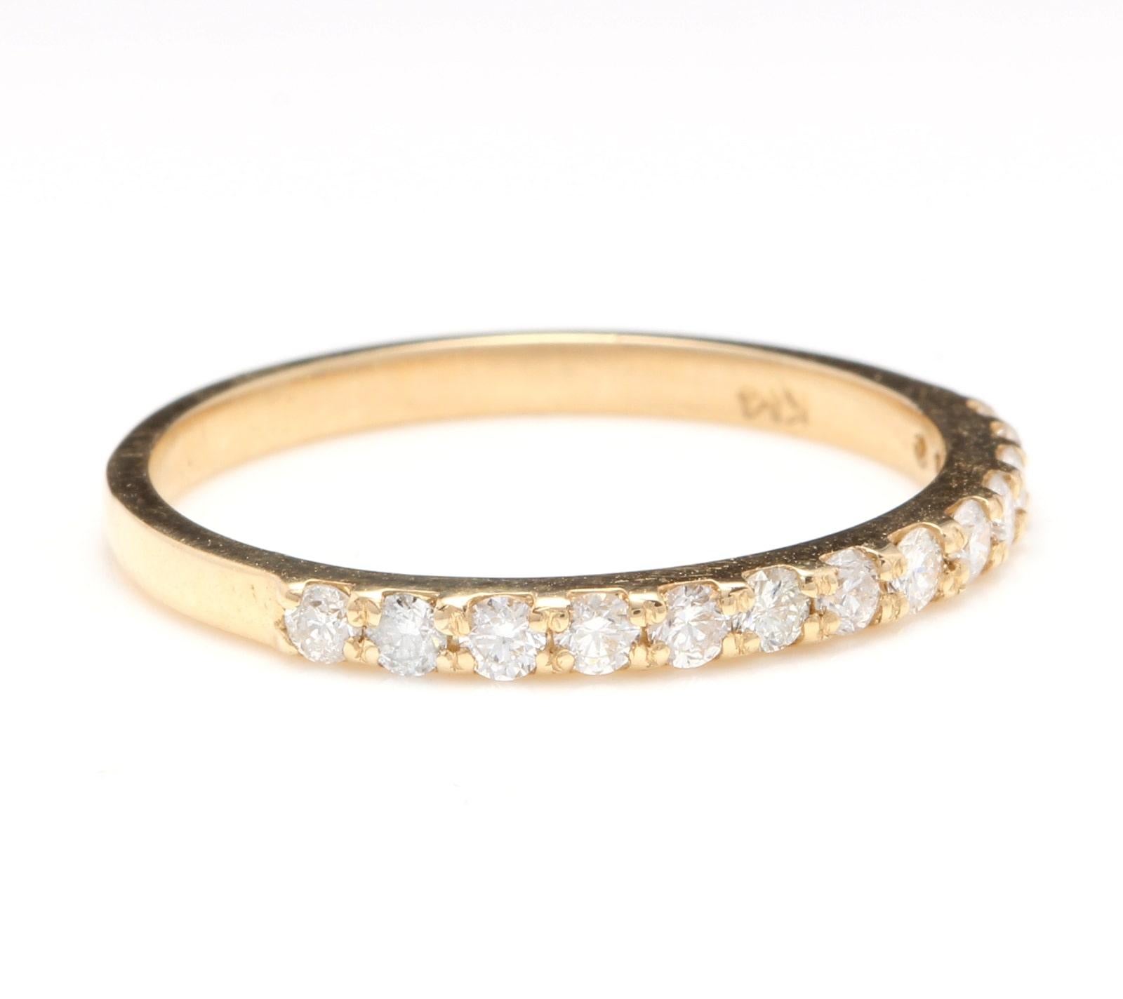 Splendid .35 Carats Natural Diamond 14K Solid Yellow Gold Ring

Suggested Replacement Value: Approx. $2,200.00

Stamped: 14K

Total Natural Round Cut Diamonds Weight: Approx. 0.35 Carats (color G-H / Clarity SI1-SI2)

The width of the ring is: