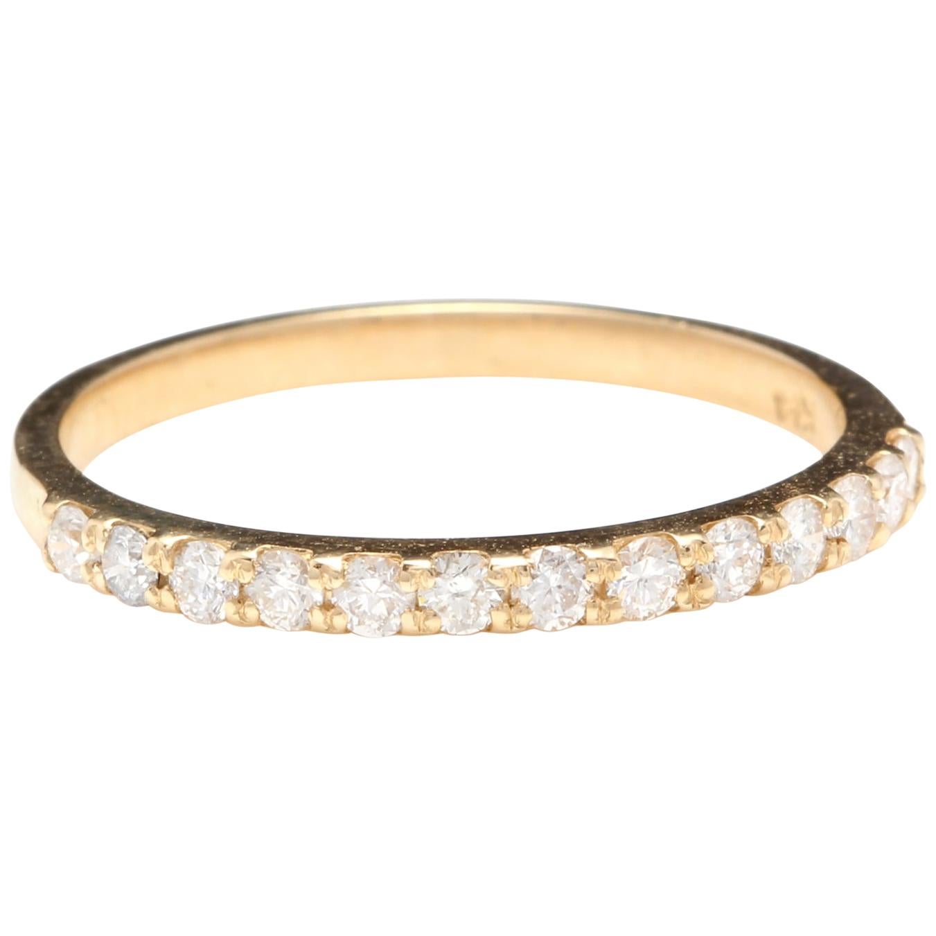 Splendid .35 Carat Natural Diamond 14 Karat Solid Yellow Gold Ring For Sale