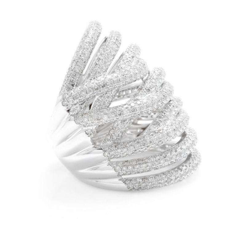 Rose Cut Splendid 4.10 Carat Natural Diamond 14 Karat Solid White Gold Ring For Sale