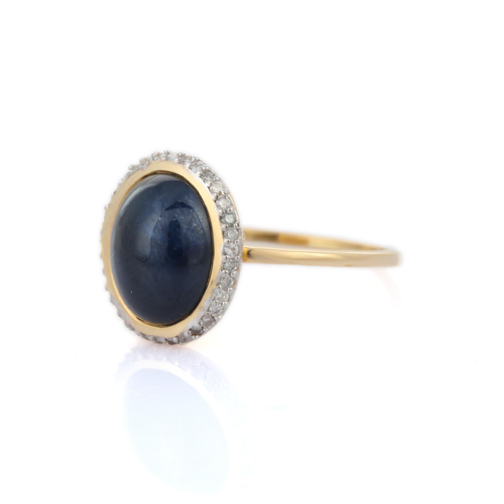 For Sale:  Splendid 4.94 ct Sapphire Diamond Statement Cocktail Ring in 14K Yellow Gold 4