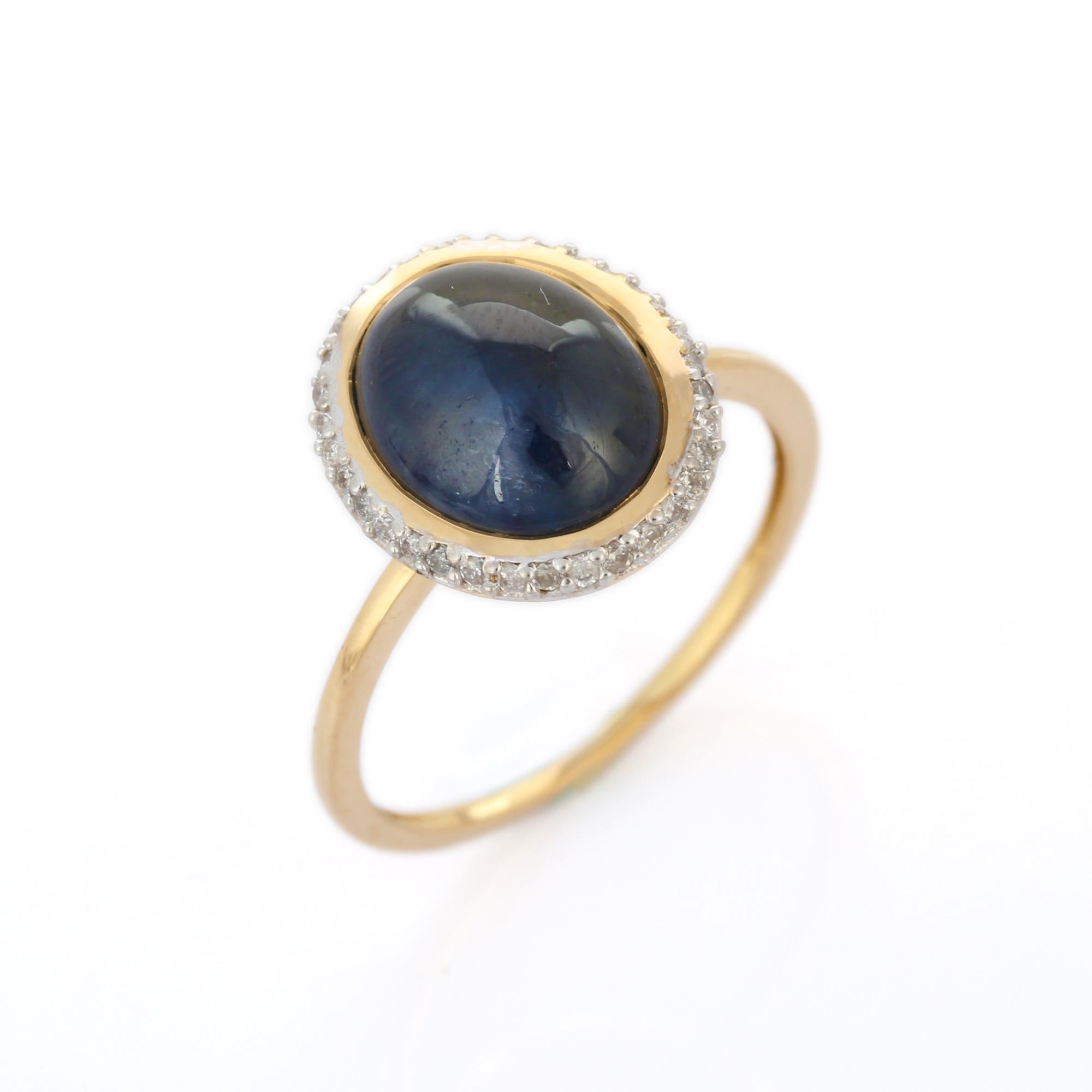 For Sale:  Splendid 4.94 ct Sapphire Diamond Statement Cocktail Ring in 14K Yellow Gold 5