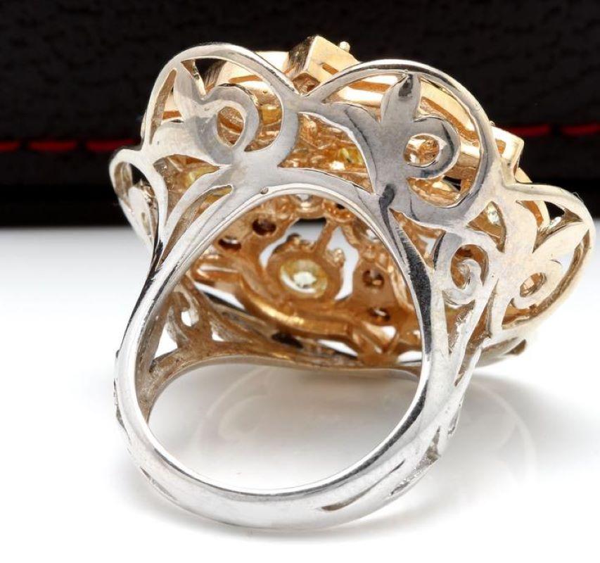 Round Cut Splendid 5.00 Carat Natural VS Diamond 14 Karat Solid Two-Tone Gold Ring For Sale