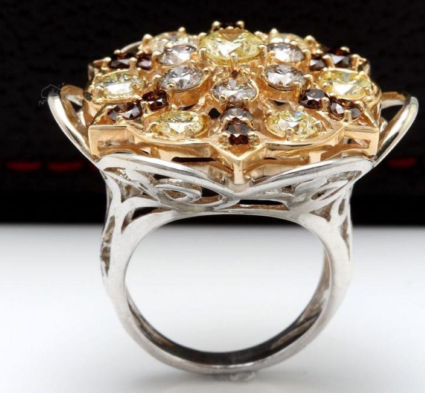 Splendid 5.00 Carat Natural VS Diamond 14 Karat Solid Two-Tone Gold Ring In New Condition For Sale In Los Angeles, CA