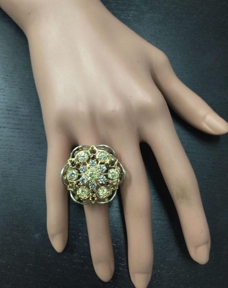 Women's or Men's Splendid 5.00 Carat Natural VS Diamond 14 Karat Solid Two-Tone Gold Ring For Sale