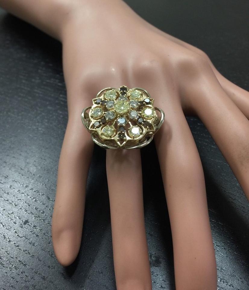 Splendid 5.00 Carat Natural VS Diamond 14 Karat Solid Two-Tone Gold Ring For Sale 1