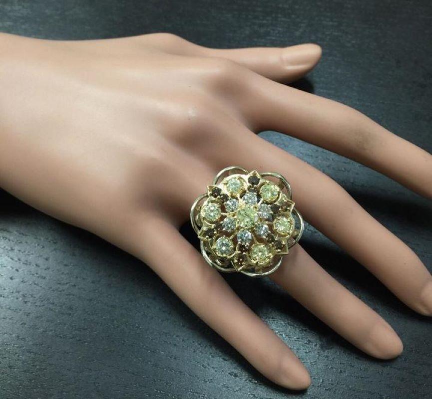 Splendide bague en or bicolore massif 14 carats avec diamants naturels VS de 5,00 carats en vente 2