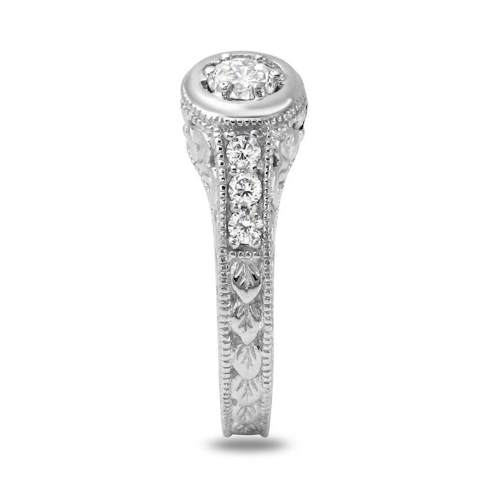 Rose Cut Splendid .65 Carat Natural Diamond 14 Karat Solid White Gold Ring For Sale