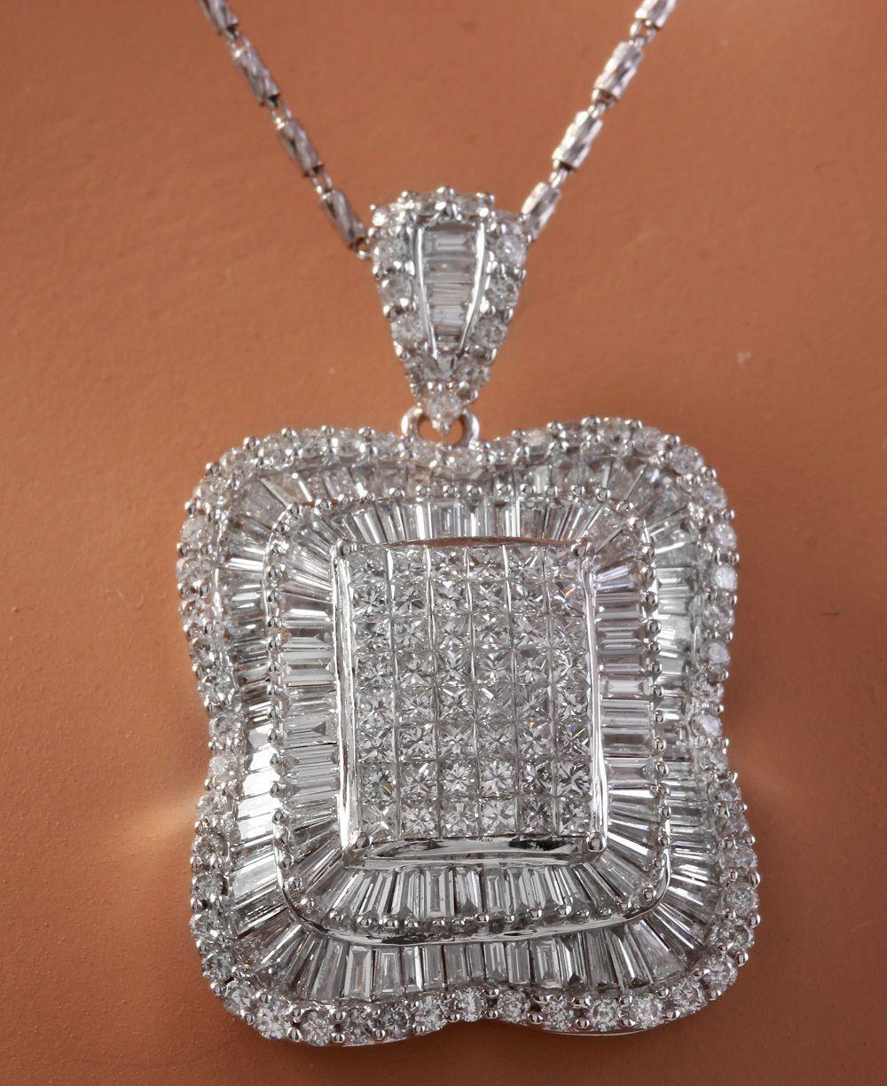 Taille mixte Magnifique collier en or blanc massif 18 carats avec diamants naturels VVS de 7,28 carats