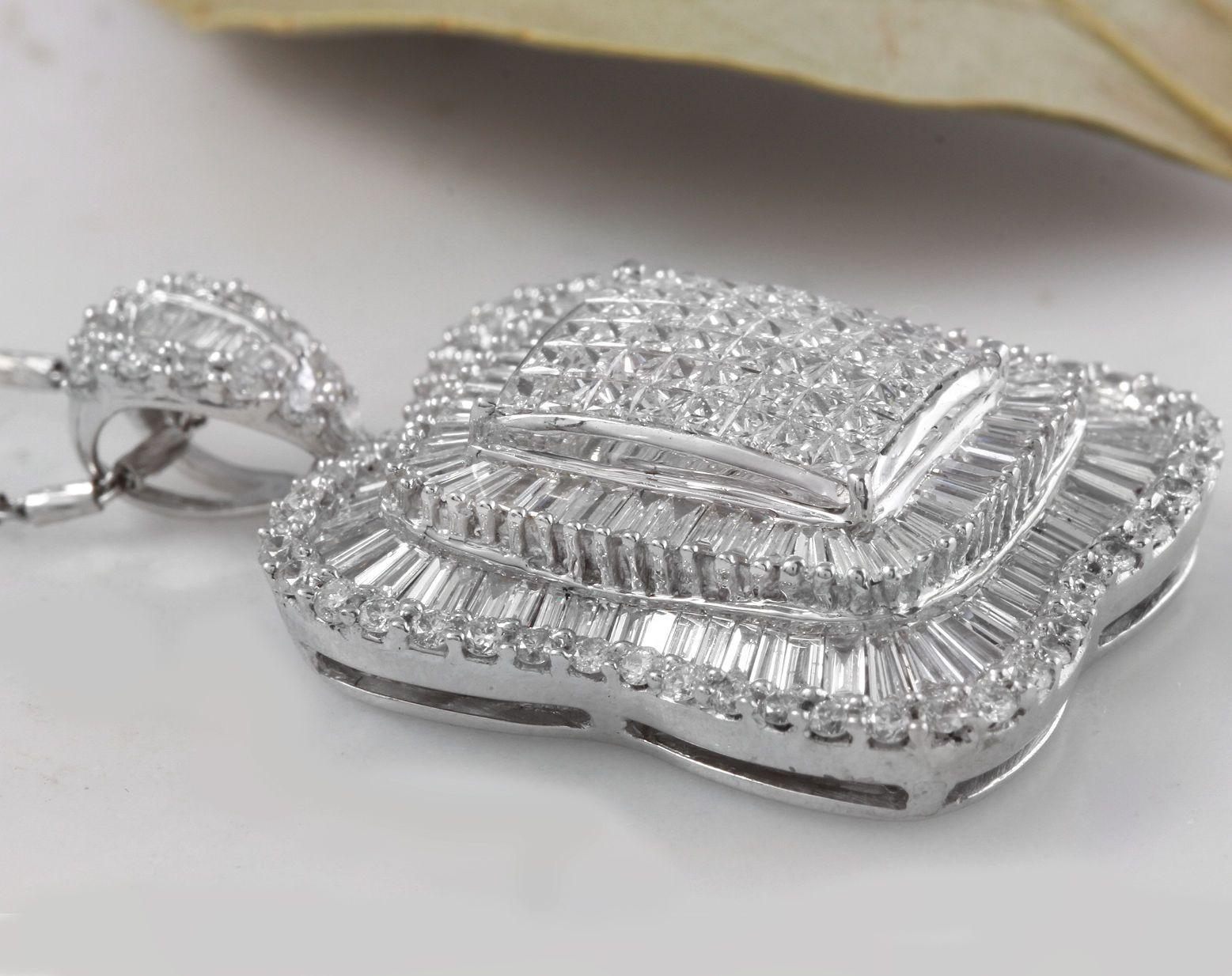 Splendid 7.28 Carat Natural VVS Diamond 18 Karat Solid White Gold Necklace In New Condition In Los Angeles, CA