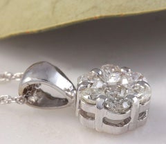 Splendid .88 Carat Natural Diamond 14 Karat Solid White Gold Necklace
