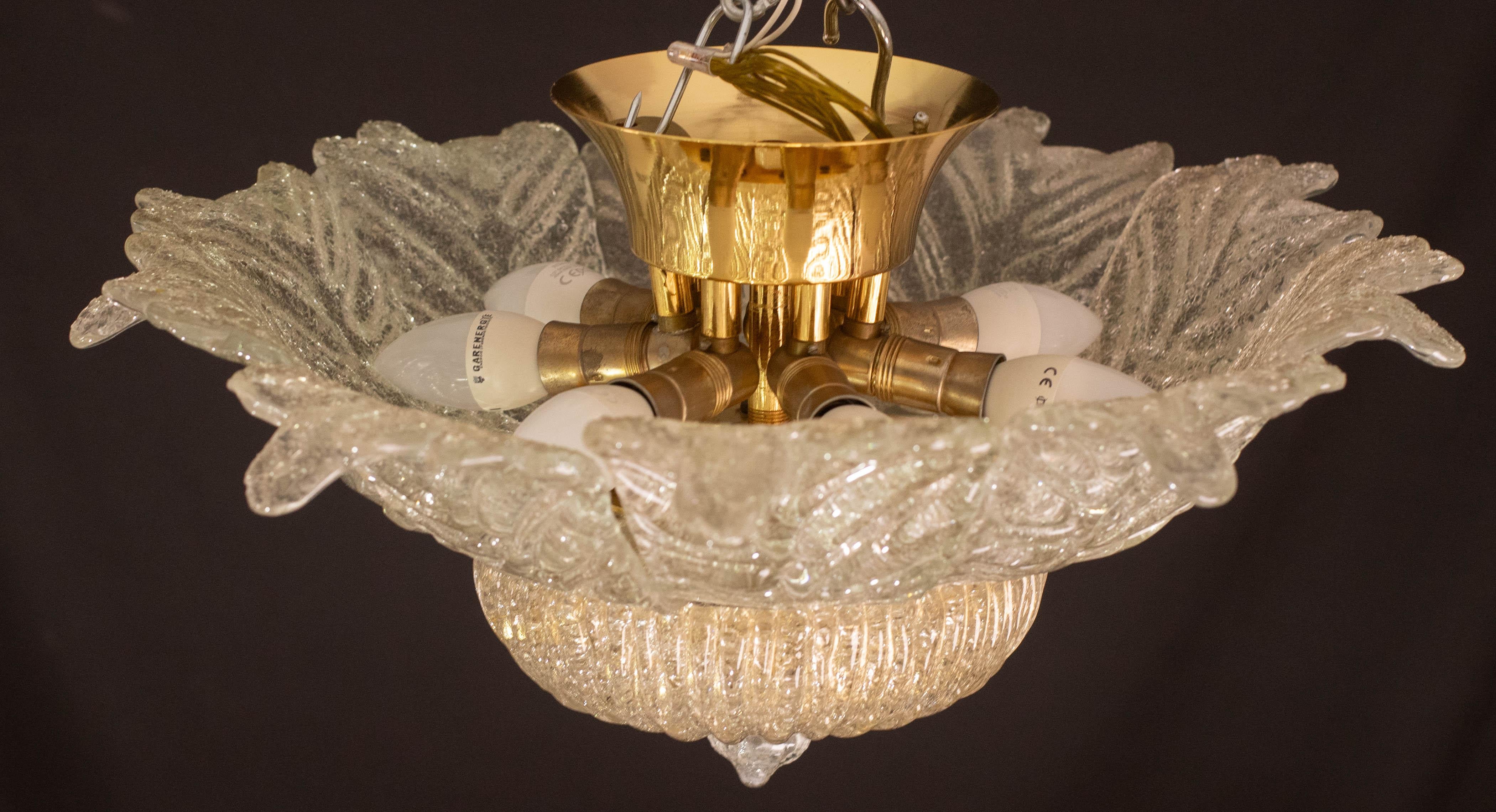 Splendid Amber Italian Murano Glass Ceiling Light, 1970s in vendita 4